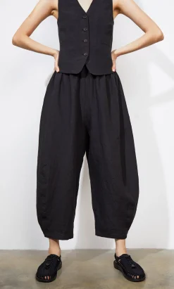 Butoni Pants - Black Linen