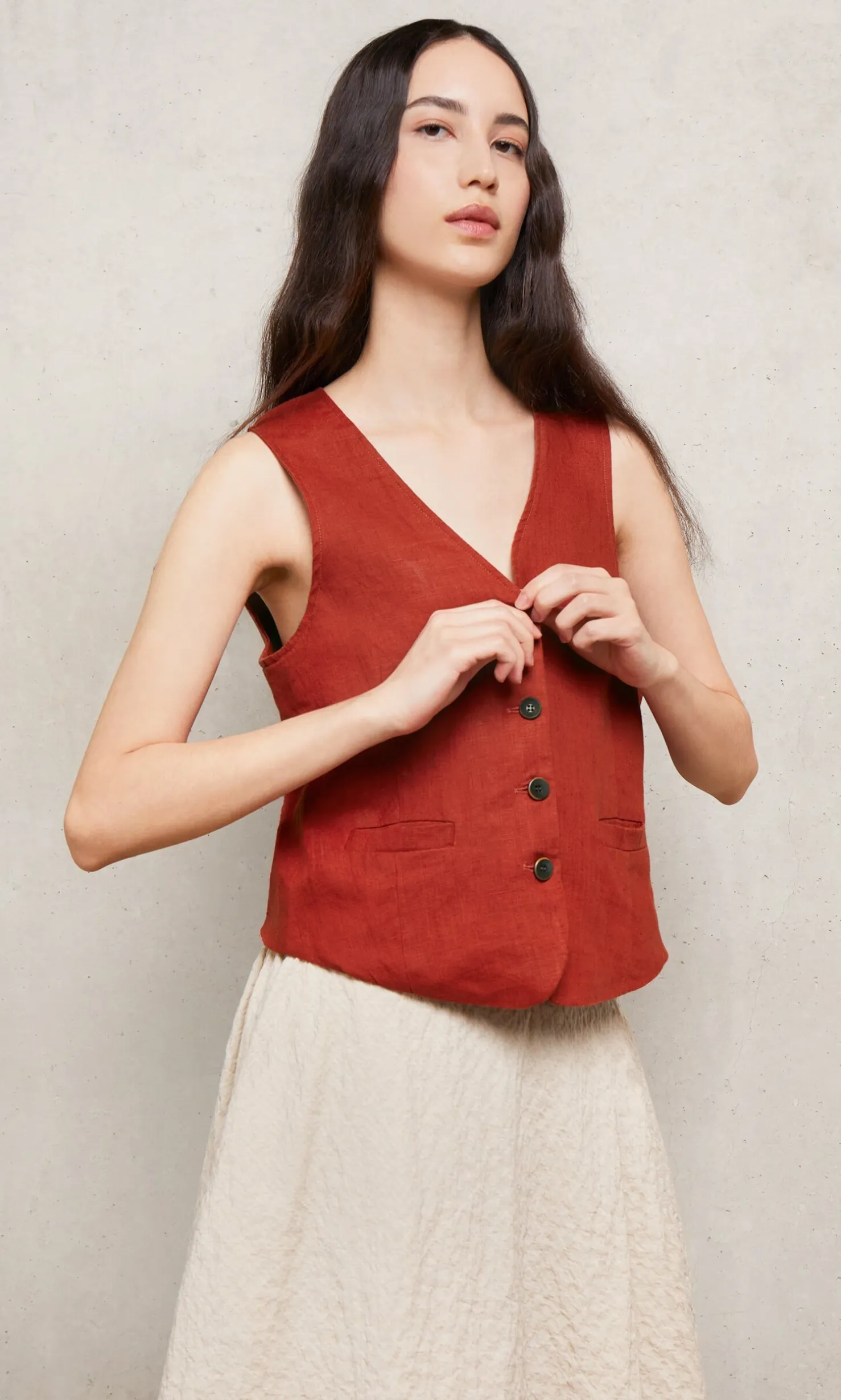 Frida Waistcoat - Tomato Red