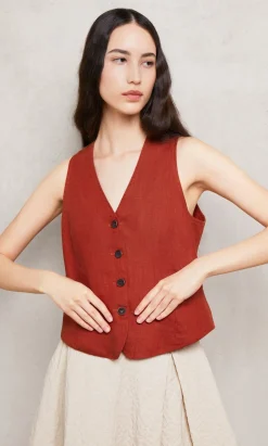 Frida Waistcoat - Tomato Red