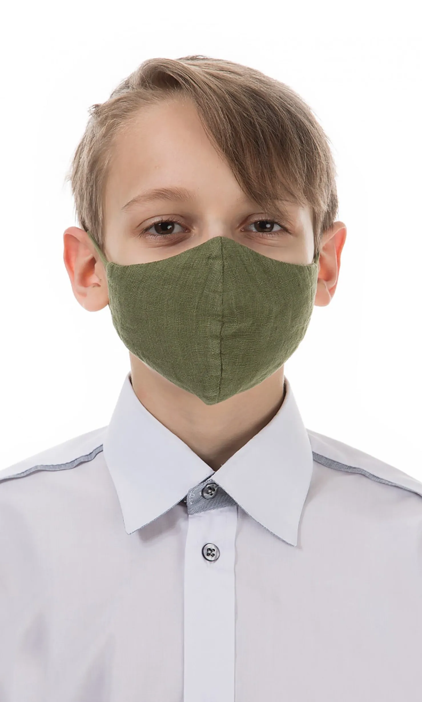 Organic Linen Kids Mask - Khaki