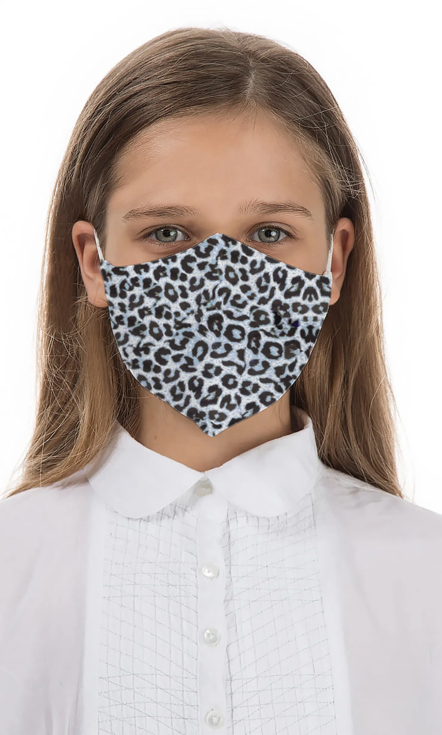 Organic Linen Kids Mask - Blue Leopard