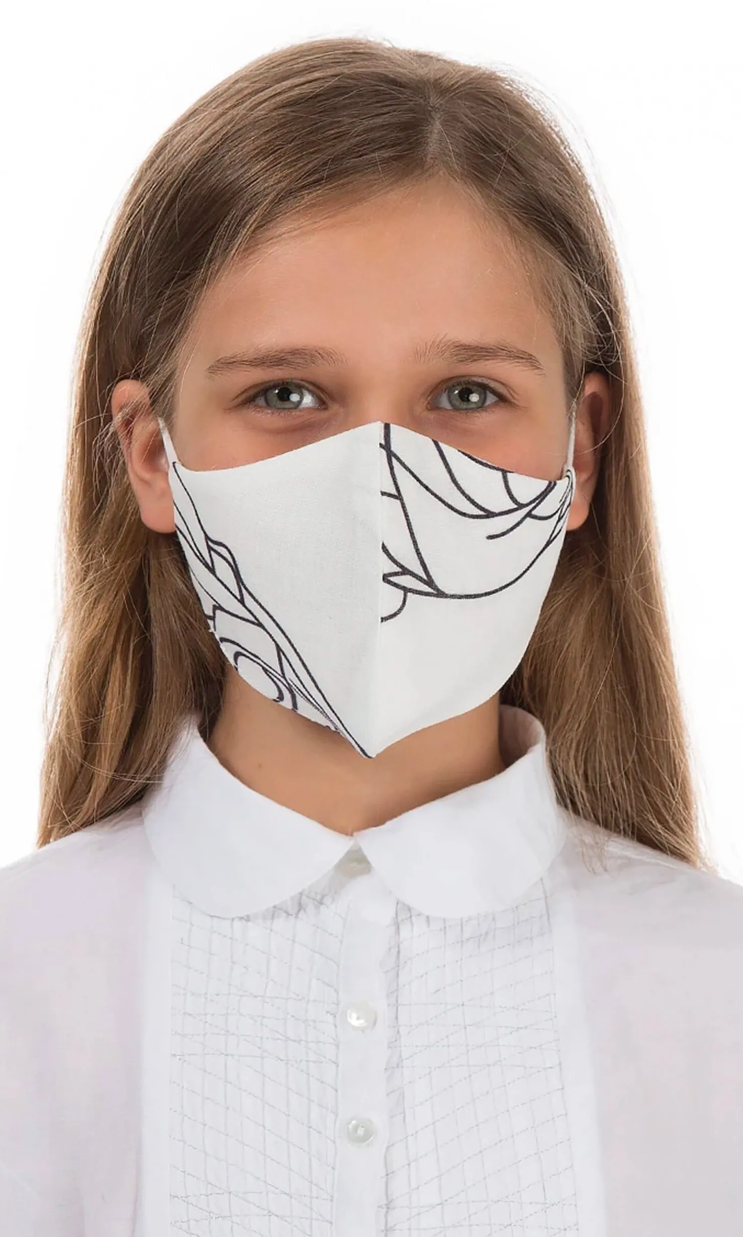 Organic Linen Kids Mask Swirl