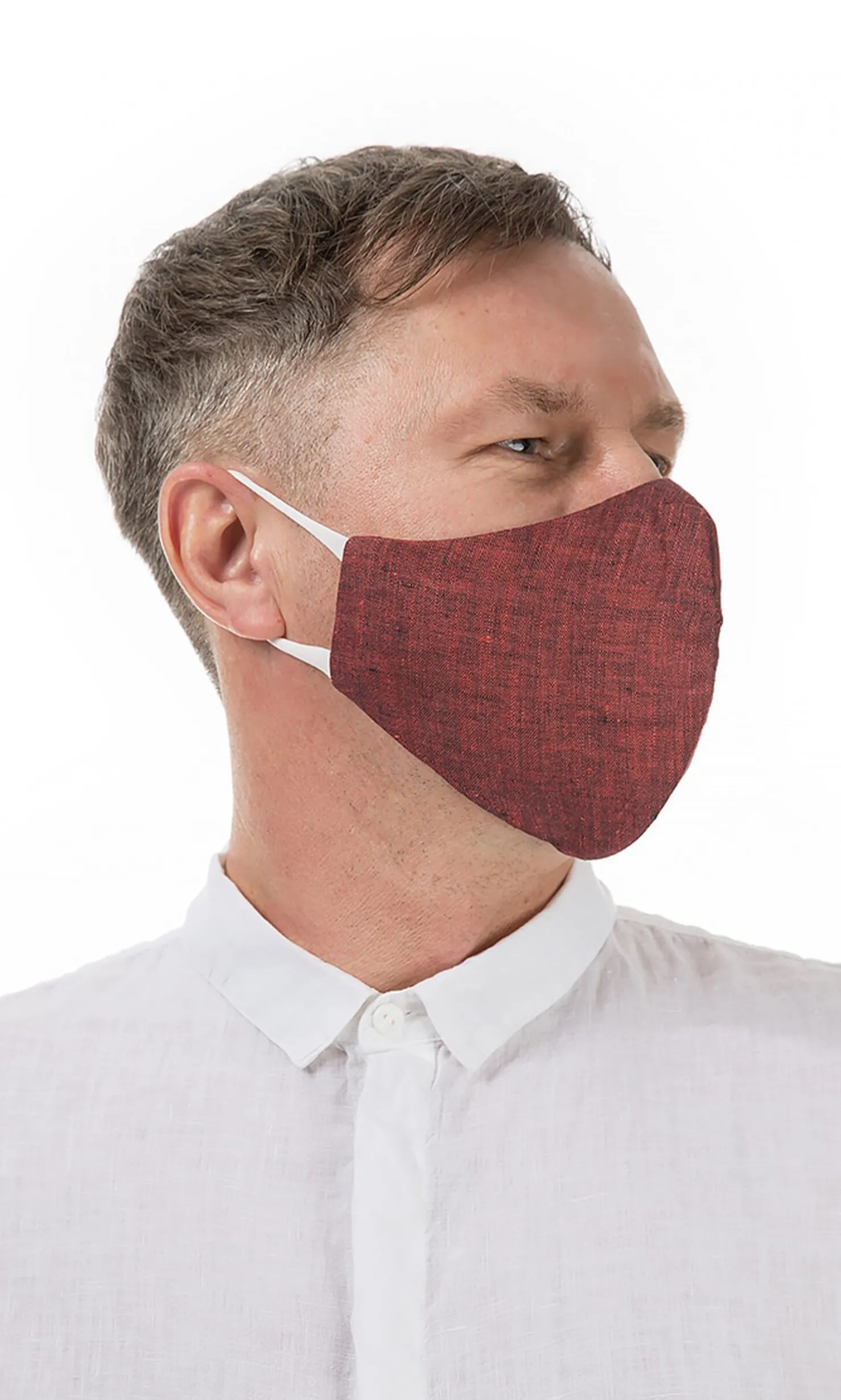 Organic Linen Mask Men - Rust