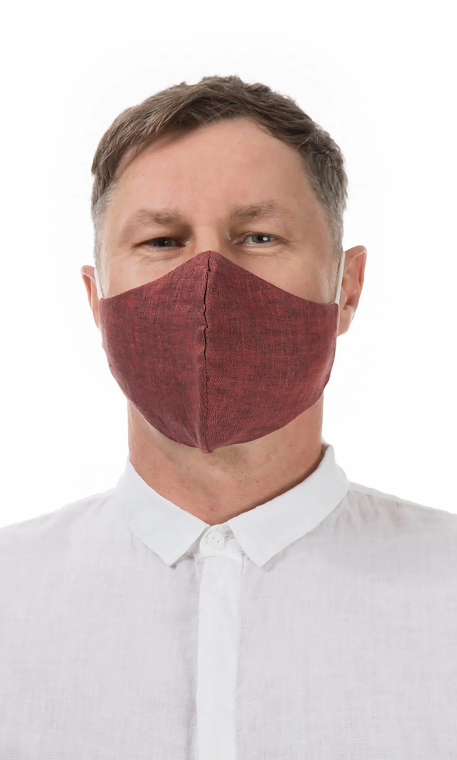 Organic Linen Mask Men - Rust