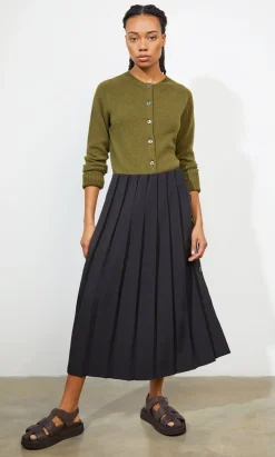 Pleat & Button Skirt