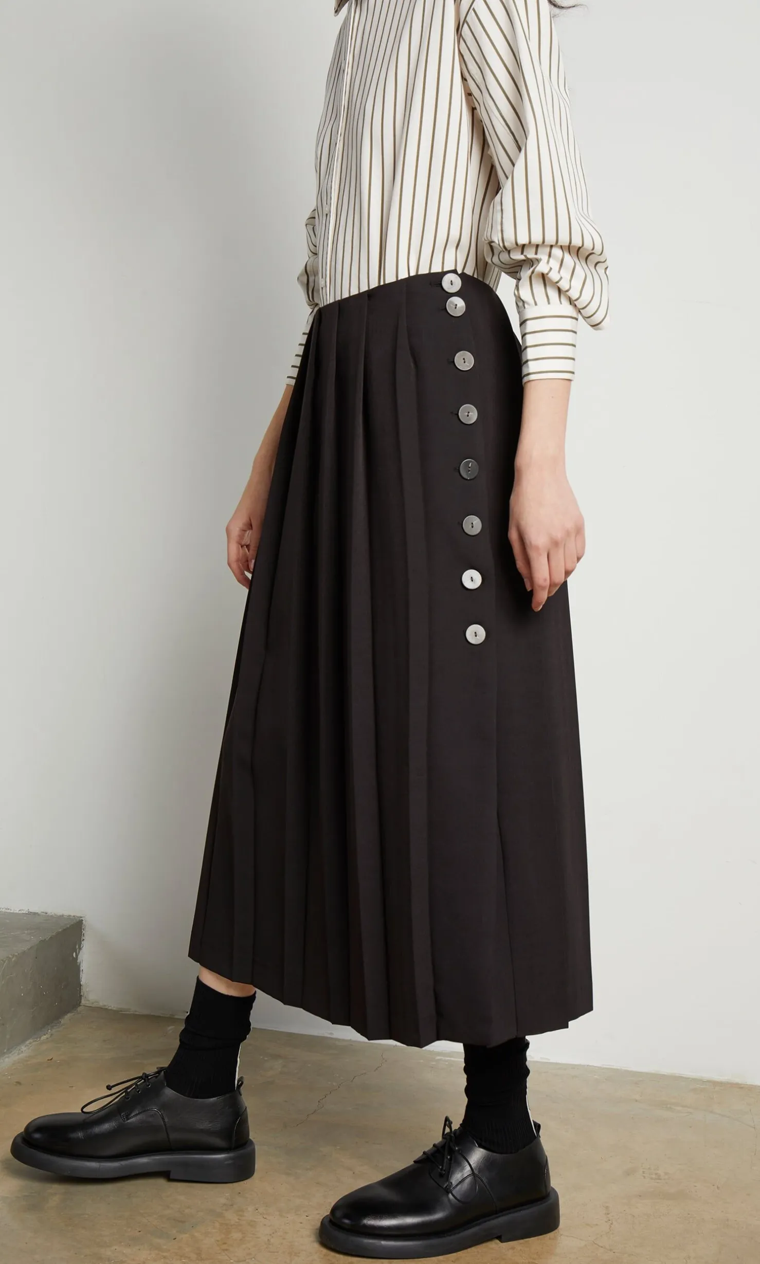 Pleat & Button Skirt