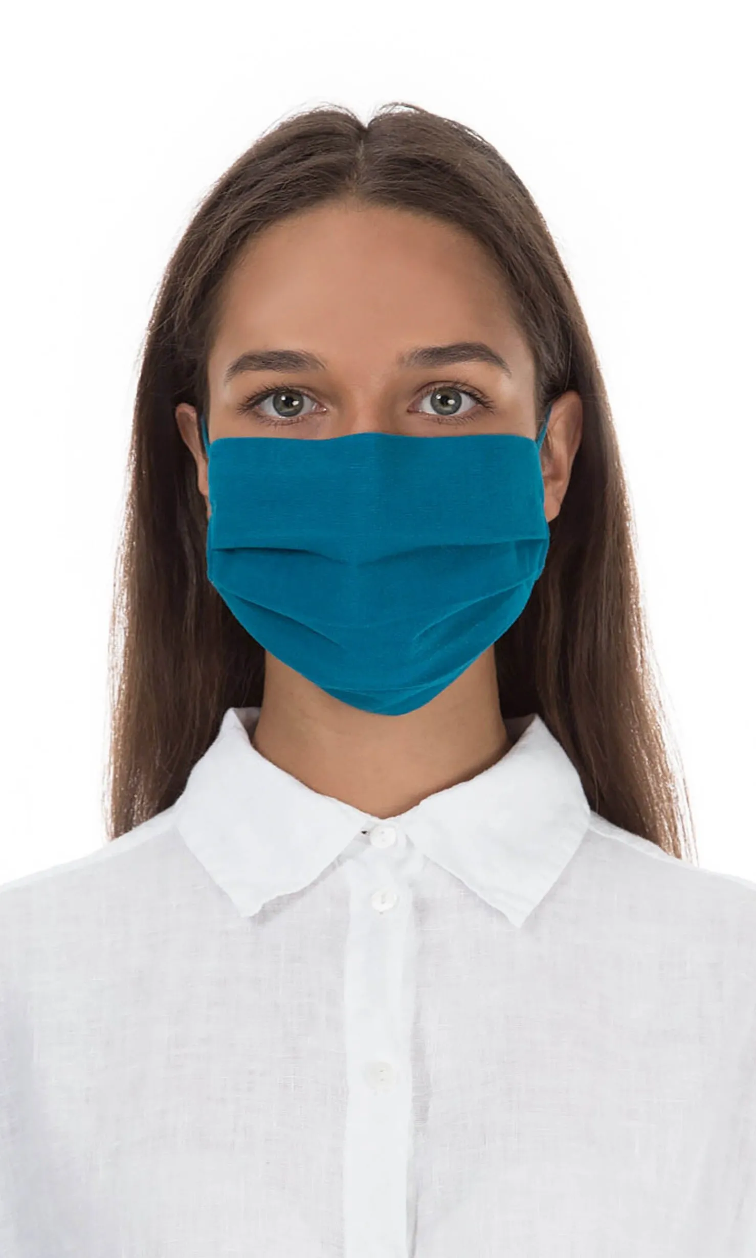Pleated Face Mask & Pouch - Finnish Blue
