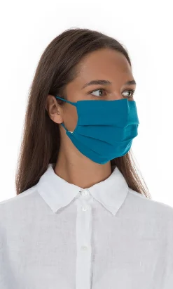 Pleated Face Mask & Pouch - Finnish Blue