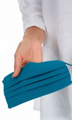 Pleated Face Mask & Pouch - Finnish Blue
