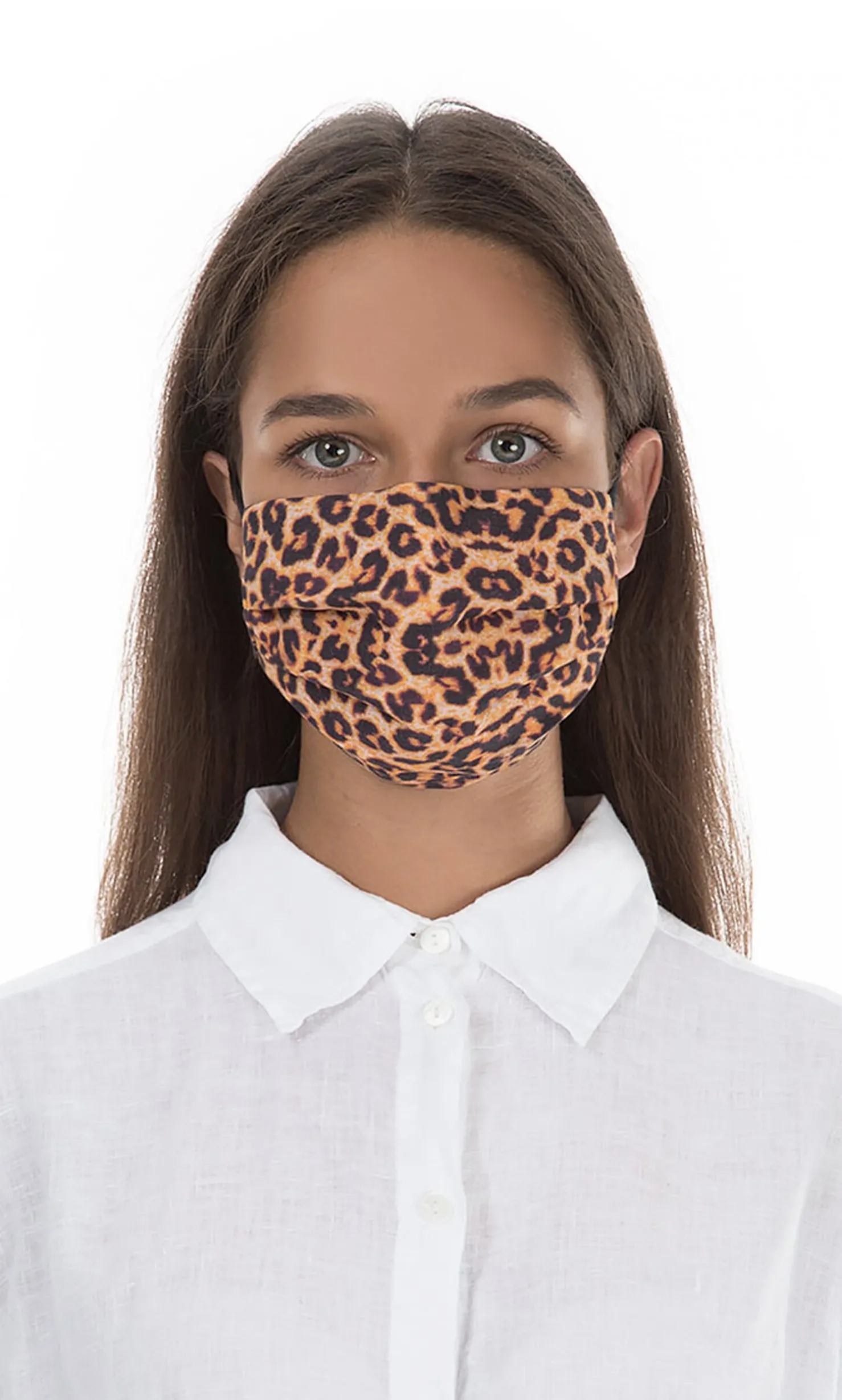 Pleated Face Mask & Pouch - Leopard Print