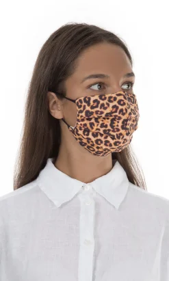 Pleated Face Mask & Pouch - Leopard Print