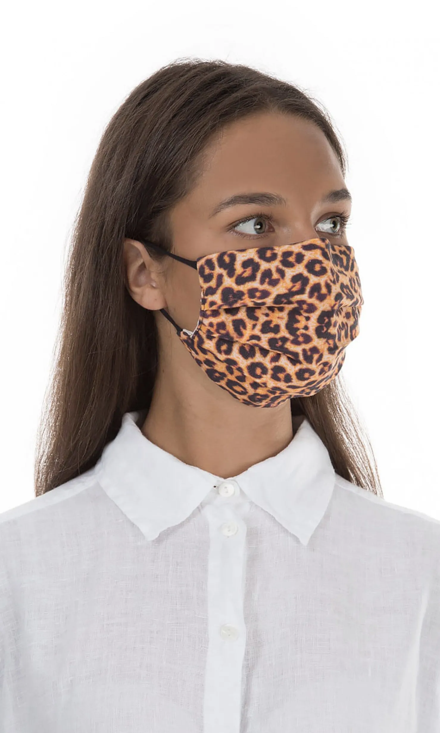 Pleated Face Mask & Pouch - Leopard Print