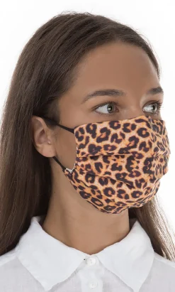 Pleated Face Mask & Pouch - Leopard Print