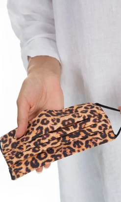 Pleated Face Mask & Pouch - Leopard Print