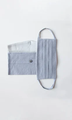 Pleated Face Mask & Pouch - Grey