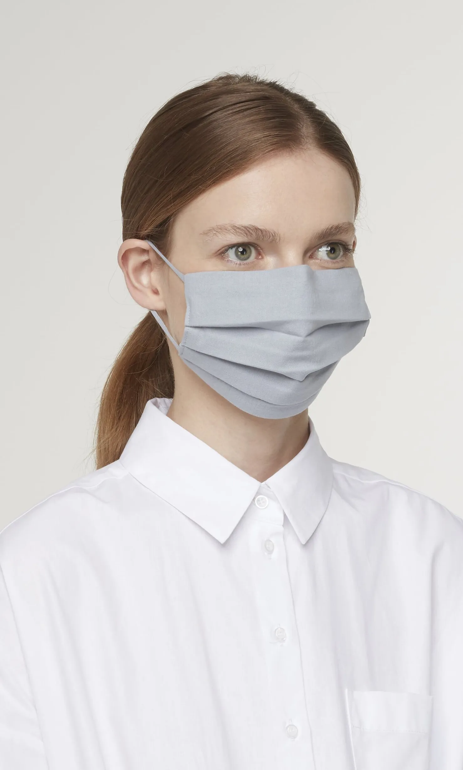 Pleated Face Mask & Pouch - Grey