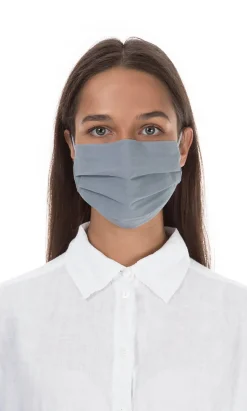 Pleated Face Mask & Pouch - Grey