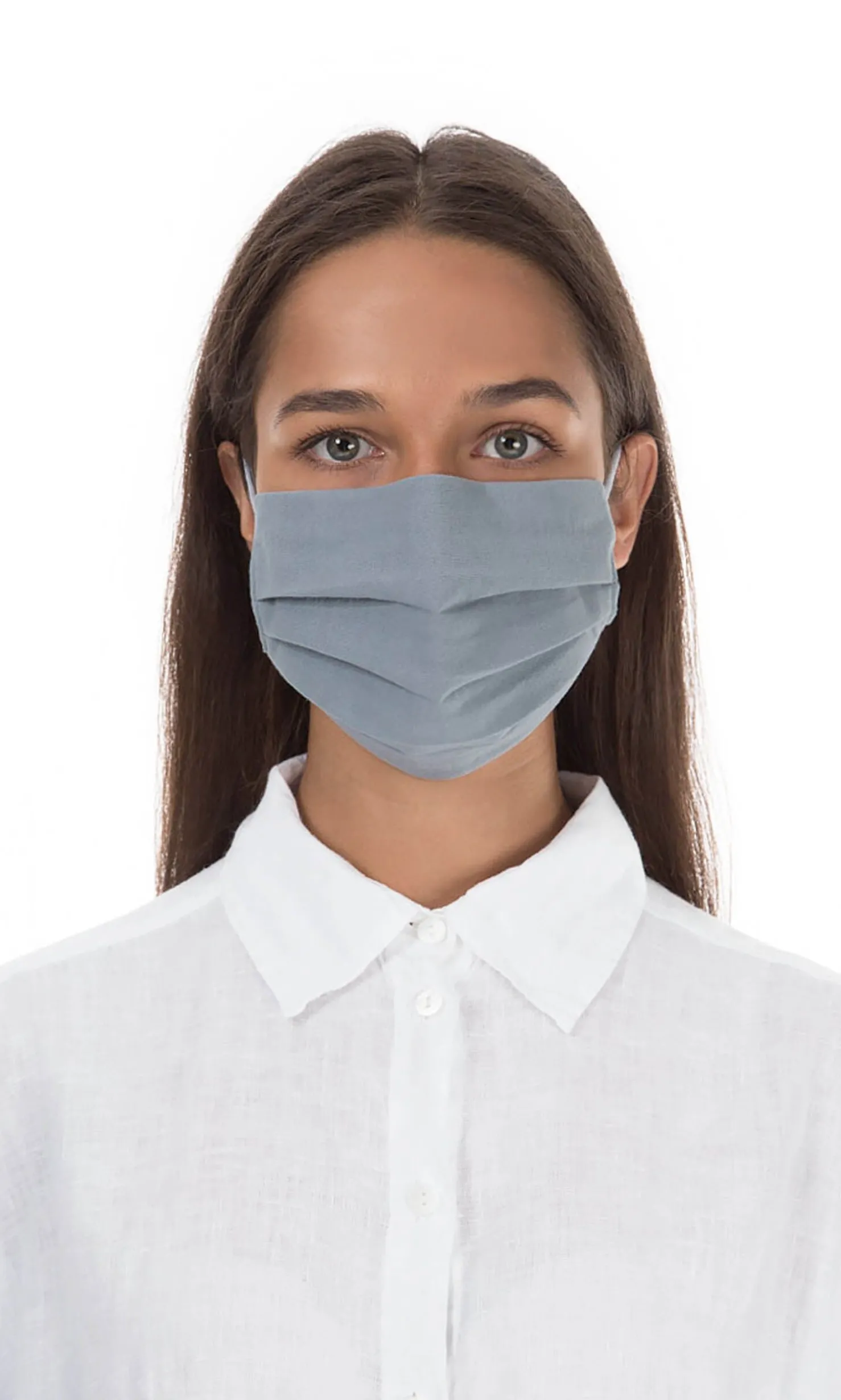 Pleated Face Mask & Pouch - Grey