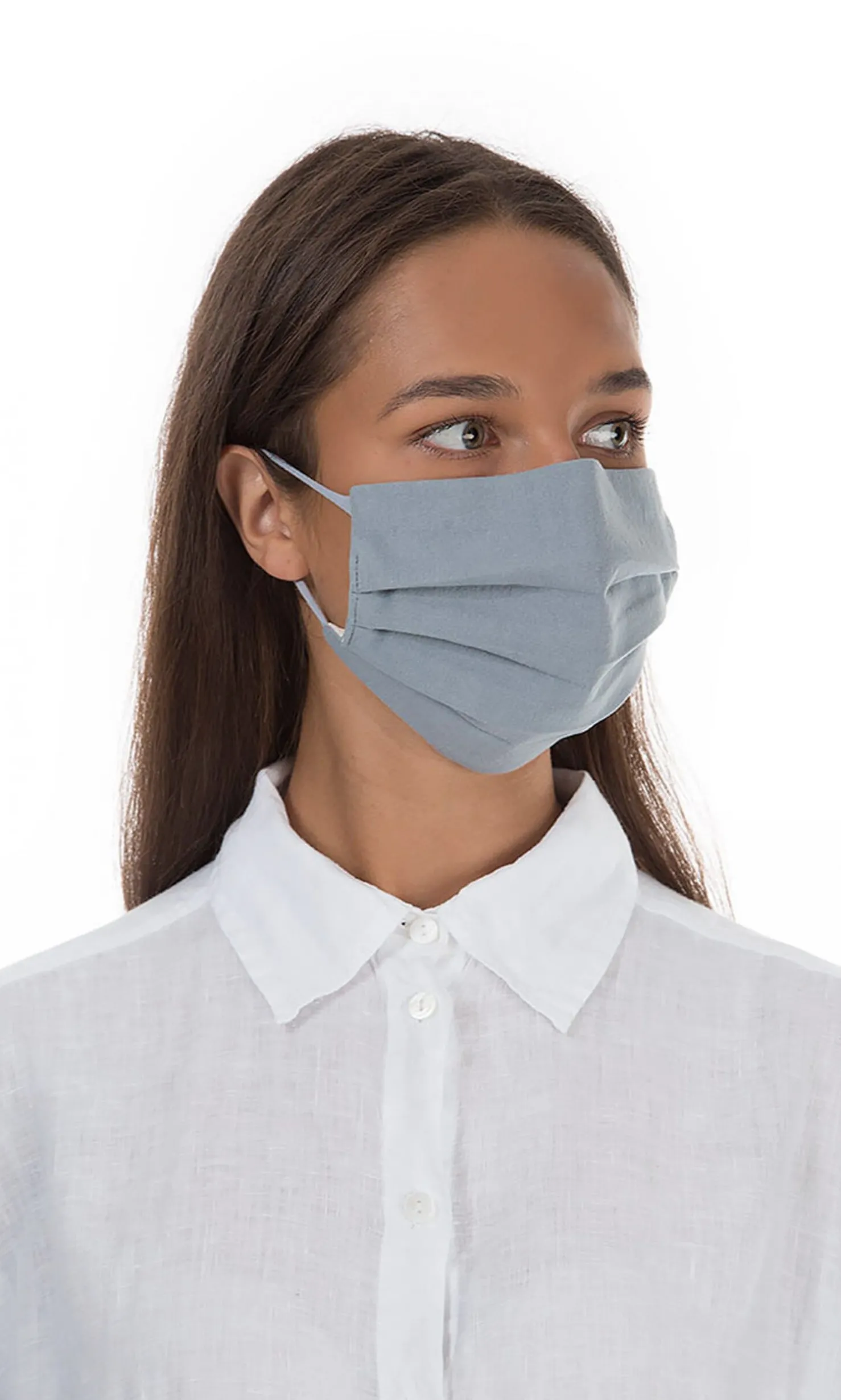 Pleated Face Mask & Pouch - Grey