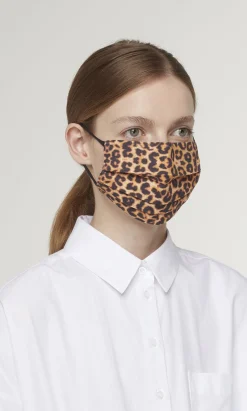 Pleated Linen Mask - Leopard Print