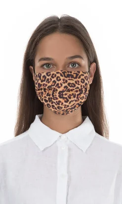 Pleated Linen Mask - Leopard Print