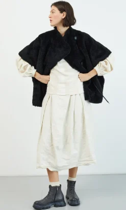 Shearling Cape - Black